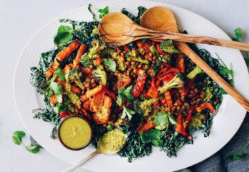 Roasted Vegetables and Lentil Kale Salad, Healthy Living + Travel
